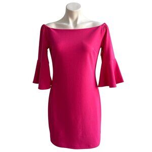 Boston Proper NWT Pink Off Shoulder Flare Sleeves Mini Dress, Women's Size S